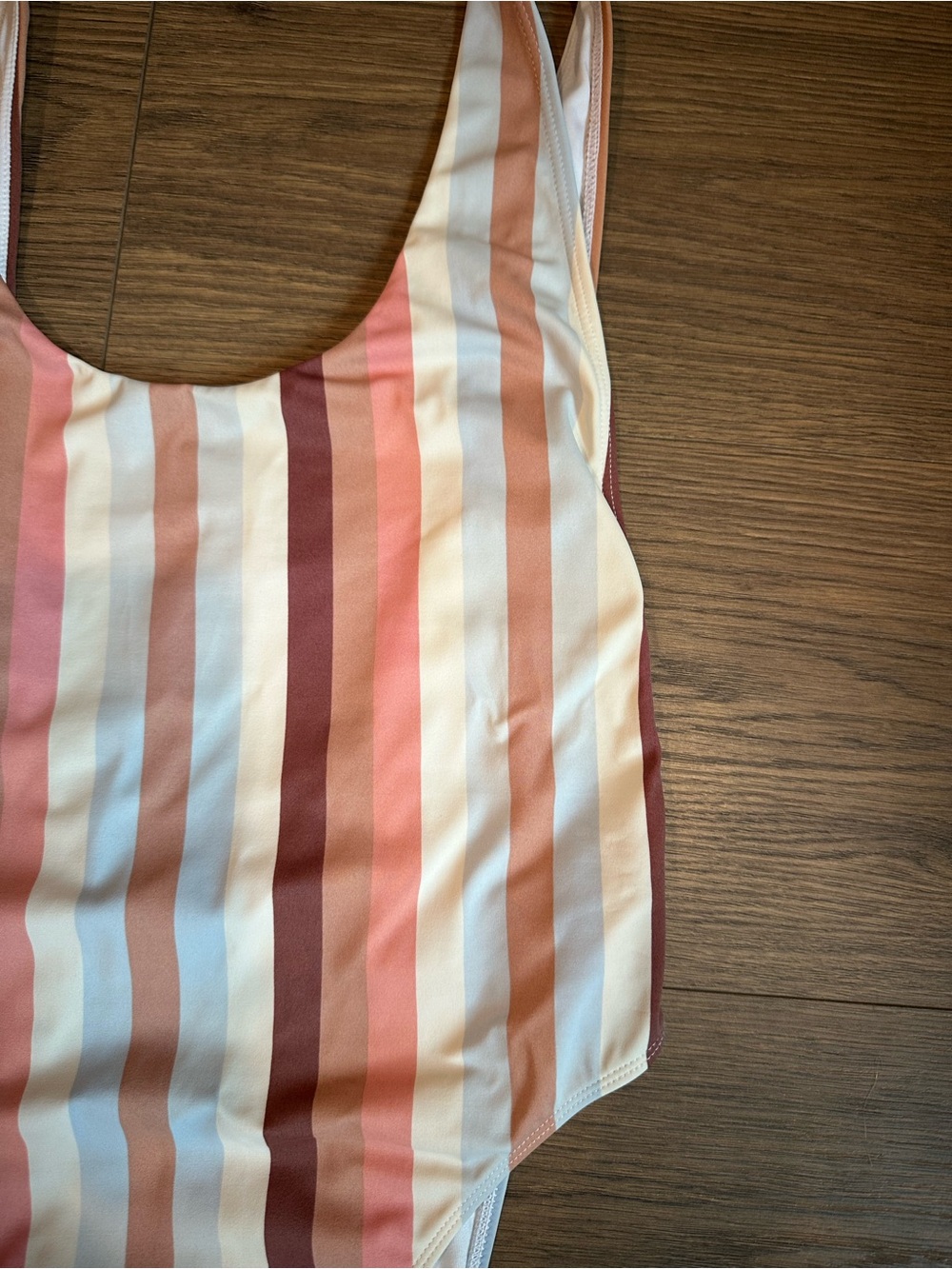 Forever 21 High-Leg Striped One-Piece Swimsuit in Pink, Cream, Brown